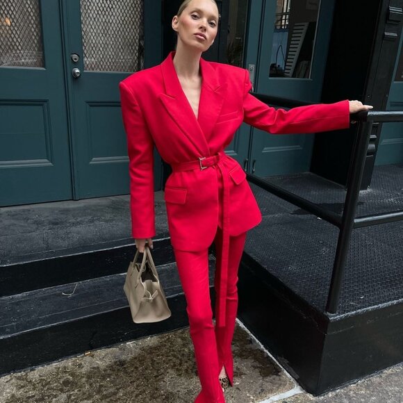 New NWOT Helsa The Cigarette Pant in Lipstick Red high waisted